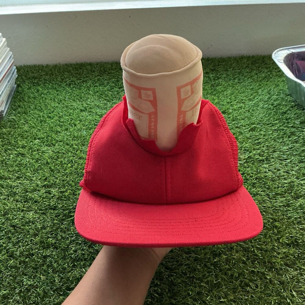 Designer Award Red Beer Can Novelty Trucker Hat Mesh Snapback Taiwan Fits All